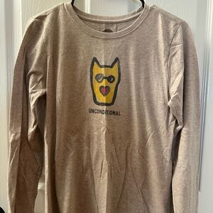 Light Brown Long Sleeve Tee with Graphic